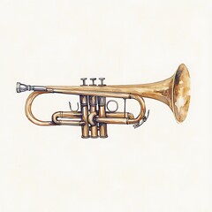 Obraz premium trumpet isolated on white, watercolor illustration