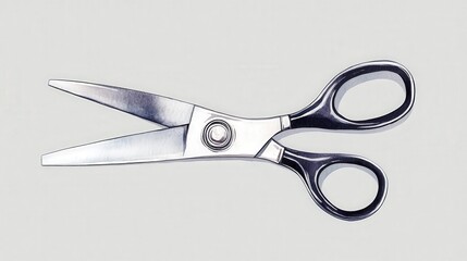 Silver Scissors with Black Handles on a Light Gray Background