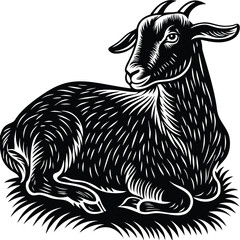 Naklejka premium Goat vector silhouette,isolated white background