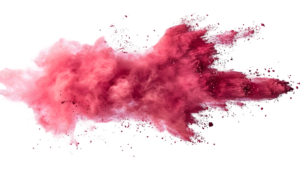 Pink, DarkRed, Brown colours powder exploding isolated on a transparent background