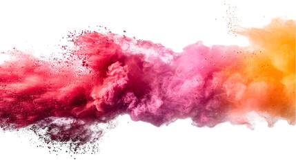 Obraz premium Pink, DarkRed, Yellow colours powder exploding isolated on a transparent background