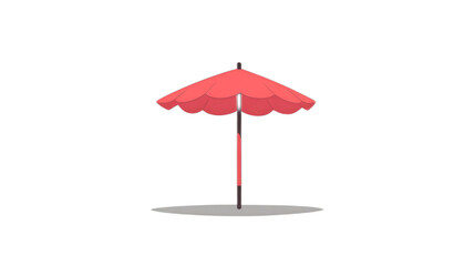 Obraz premium Bright Red Beach Umbrella Standing Alone on a White Background