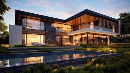 Obraz premium Modern House with Pool