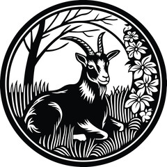 Goat vector silhouette,isolated white background