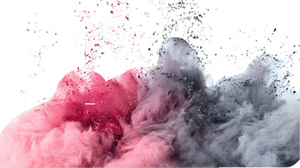 Fototapeta premium Pink, Grey, Silver colours powder exploding isolated on a transparent background