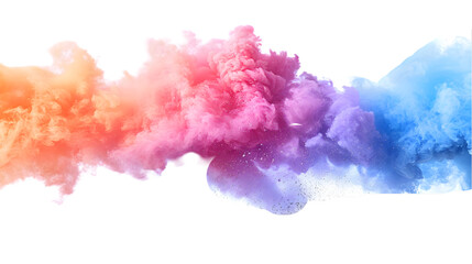 Fototapeta premium Pink, Orange, Blue colours powder exploding isolated on a transparent background