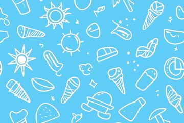 Banner and pattern with summer elements