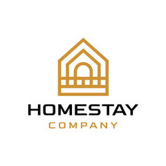 Villa Homestay Travel Destination Lineart Logo Design