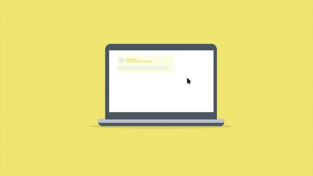 Seo analysis on laptop screen explaining page raking upgrade animation video