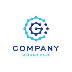 Obraz premium Letter C G Tech Connencting Dots logo Design