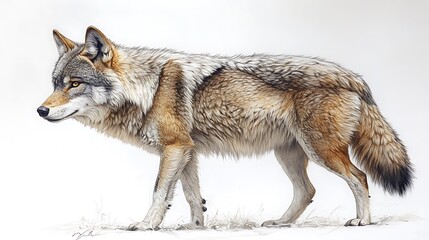 Obraz premium Artistic wolf running pencil sketch wallpaper images highlighting flowing natural lines