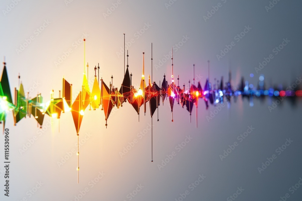 Poster Colorful Waveform Visualization on Abstract Background for Music