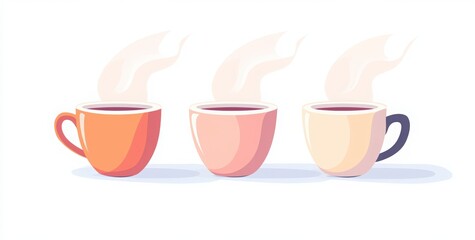  4 vector coffee cups on white background. coffee cups with steam
