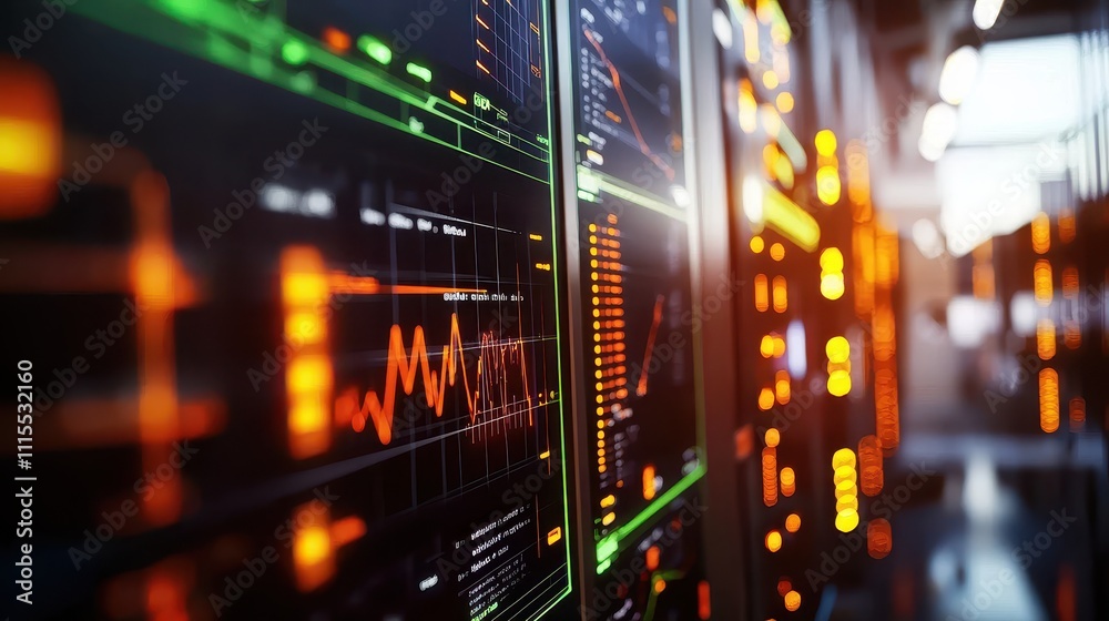 Aufkleber Futuristic Data Analysis Interface with Bright Graphical Elements