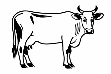 Fototapeta premium Cow liner vector illustration, cow silhouette