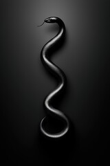 Fototapeta premium A black snake with a long body and a black head