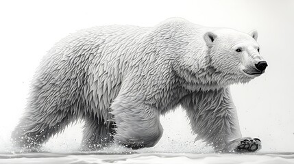 Fototapeta premium Bear Running Artwork Wallpaper Exquisite Pencil Sketch Nature Design