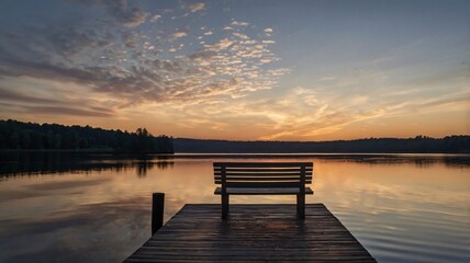 Naklejka premium Serene Sunset at the Lake