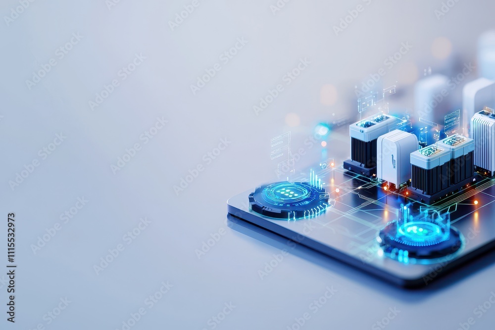 Poster futuristic technology concept with digital circuit and tablet design