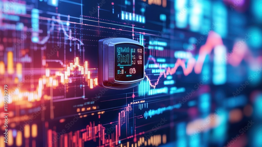Aufkleber Digital Stock Market Analysis with Chart Patterns and Data Visualization