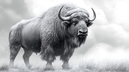 Beautiful buffalo animal pencil sketches transformed into wallpaper masterpieces