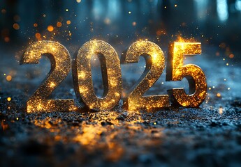 2025 Numbers Crafted from Gold and Sparkles