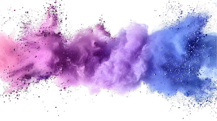 Obraz premium Purple, Blue, Silver colours powder exploding isolated on a transparent background