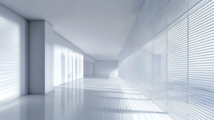 Obraz premium Minimalist Modern Style White Corridor Light and Shadow Interior Design