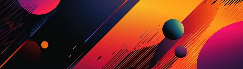 Obraz premium Vibrant Abstract Composition with Geometric Shapes and Vivid Colors