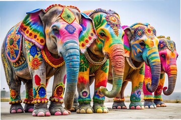 Indian festival of Holi with vibrant graphic elements designed on a white background. 