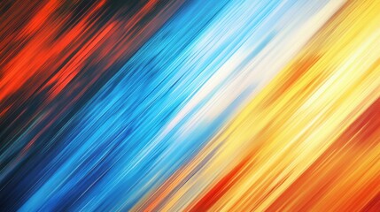 Abstract diagonal lines in red, blue, and yellow.