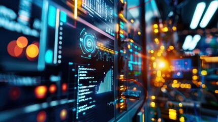 Obraz premium Advanced Technology Interface with Data Visualization and Analytics