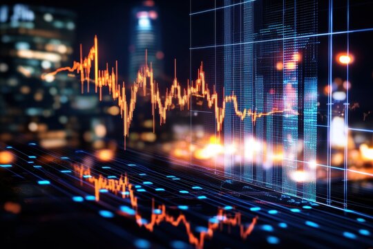 Digital Stock Market Chart with Abstract Financial Background