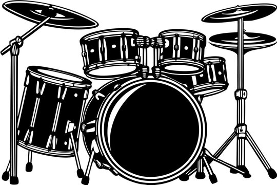 Musical drump set silhouette vector illustration