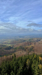 Fototapeta premium Autumn in the mountains, autumn mountains from above. Drone view.
