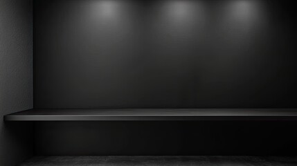 Obraz premium Black Interior Design with Counter and Empty Wall