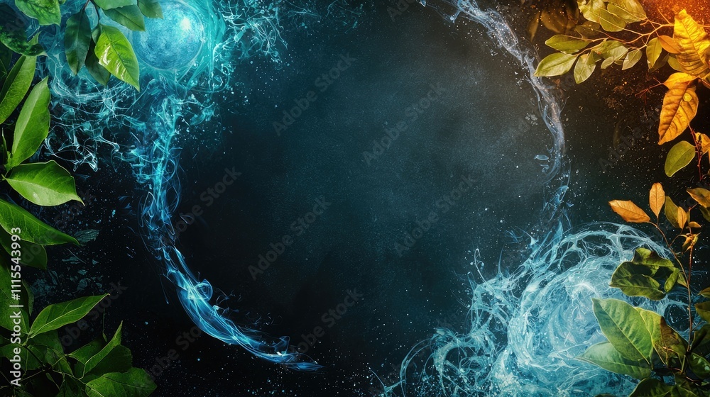 Wall mural create a creative flyer for the company elemental synchrony with blank space in the middle, should c