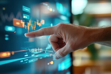 Fototapeta premium Business Professional Analyzing Data Trends on Digital Interface Screen