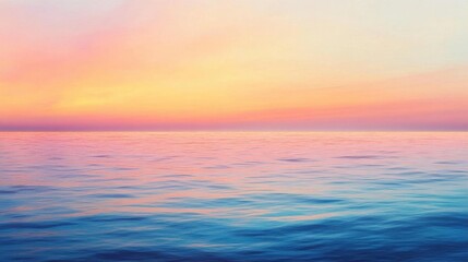 Obraz premium Serene ocean at sunset, showcasing tranquil waters and colorful skies.