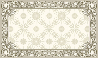 Decorative ornate retro floral blank frame template