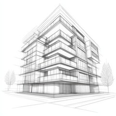 A tall building with a lot of windows and a tree in front