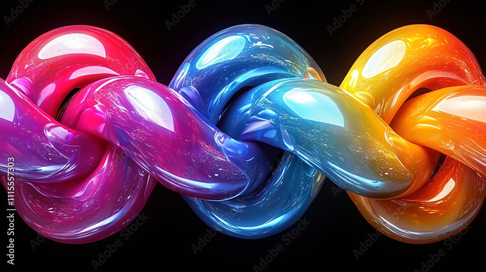 Poster fluid shapes intertwining in vibrant colors create a dynamic visual experience