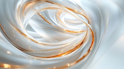 Fototapeta premium Modern sleek digital art piece showcasing swirling white and gold patterns in a bright setting
