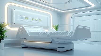 Fototapeta premium Modern hospital room advanced healthcare solutions & clean design with bright technology
