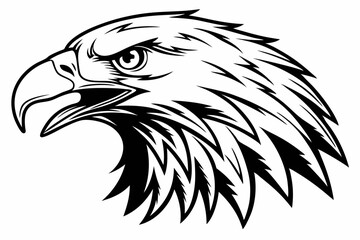 Fototapeta premium Eagle head silhouette vector illustration, head stylized logo, eagle bird icon