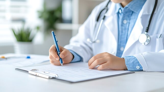 Doctor's office consultation close-up on patient care in a professional healthcare setting