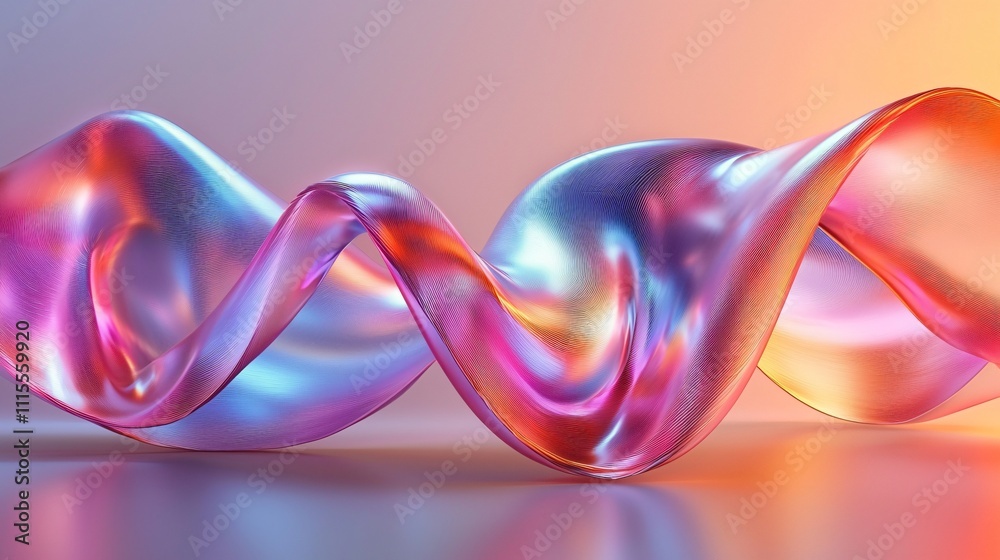 Poster abstract ribbons twist and flow in vibrant colors creating a captivating visual display