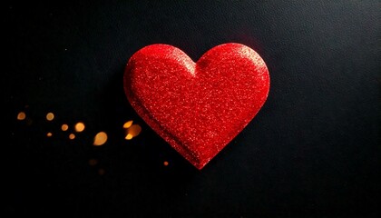 Obraz premium Valentine's card with a red heart, center on a black background