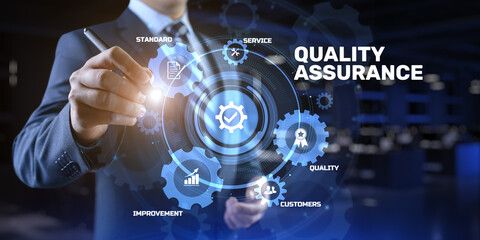 Quality assurance standard control certification technology concept.