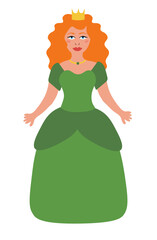 Beautiful fairy tale princess on white background. Children illustration. Vector Flat.